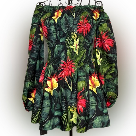 Tops - Floral Off-Shoulder Dress